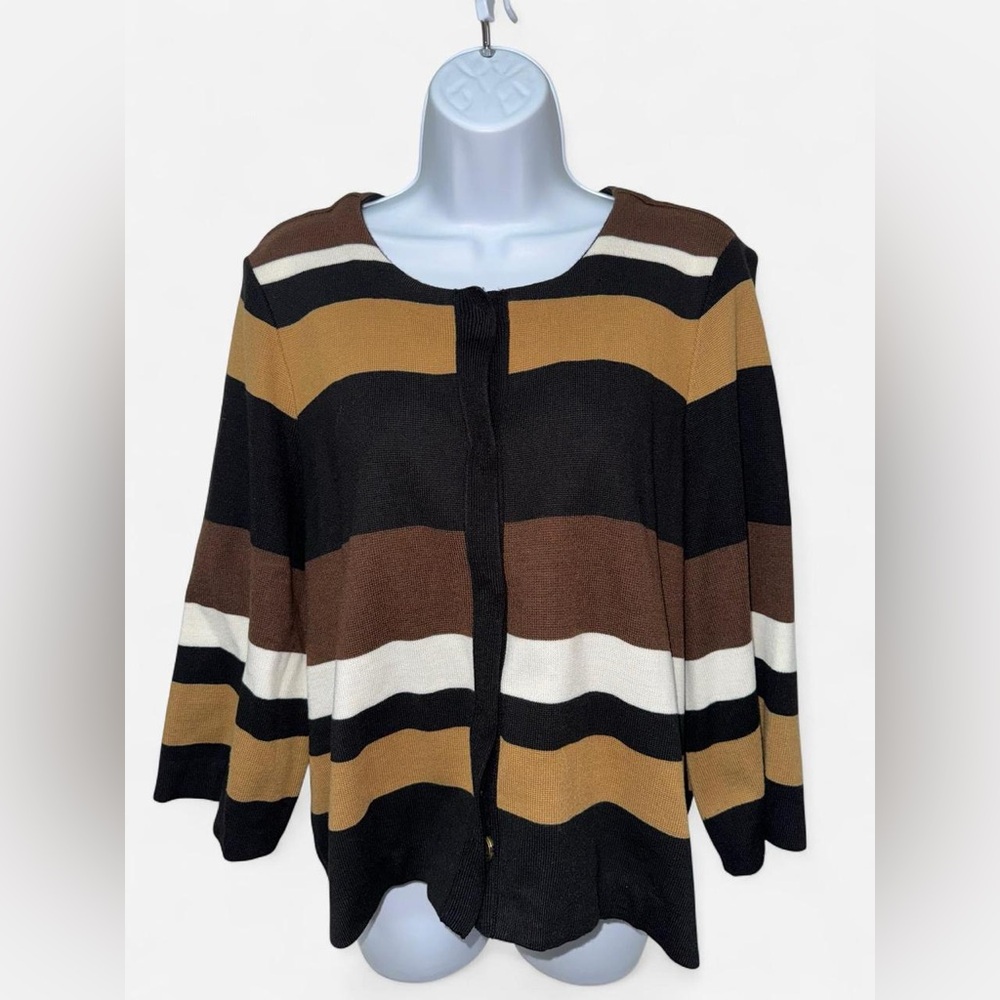 Striped Brown and Black Women's Cardigan